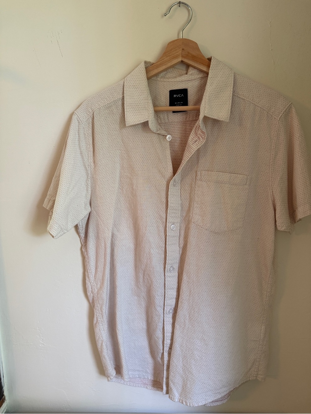 RVCA Light Pink Short-Sleeve Button-Down Shirt